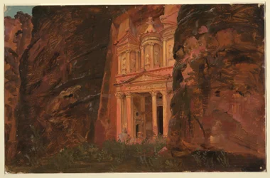 Dibujo, El Khasneh, Petra, finales de febrero de 1868